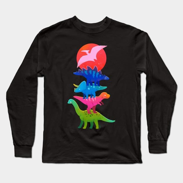 Colourful Dinosaurs Long Sleeve T-Shirt by Freeminds